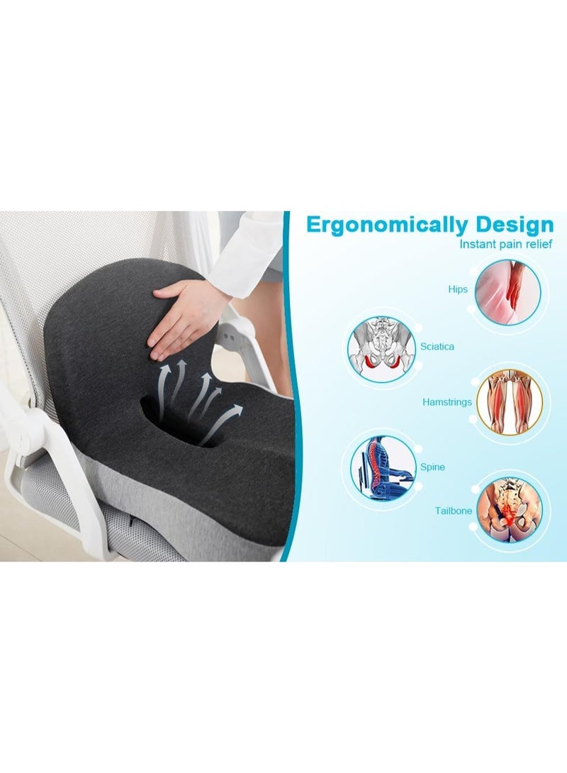 TYCOM Seat Cushion for Office Lumbar Support Pillow Chair Memory Foam Coccyx Seat Cushion for Sciatica Back Support Pillow Chair Pads Reduce Tailbone Pressure. - Image 3